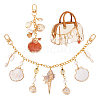 1Pc Natural Shell Charm Aluminium Curb Chains Bag Decorative Chains with 1Pc Pendant Decorations HJEW-PH02264-1