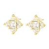 Rhombus Brass Micro Cubic Zirconia Stud Earrings EJEW-L270-20G-02-2