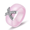 Cross Brass Micro Pave Clear Cubic Zirconia with Porcelain Finger Rings FS-WG0A171-18-1