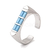 Brass Micro Pave Cubic Zirconia Cuff Open Rings for Women RJEW-L343-02P-01-4