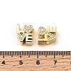 Brass Micro Pave Clear Cubic Zirconia European Beads KK-P344-03G-3