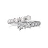 Anti-Tarnish Round Shell Pearl & Clear Cubic Zirconia Cuff Ring RJEW-Q813-01P-2