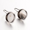 Tarnish Resistant Flat Round 304 Stainless Steel Leverback Earring Settings STAS-N075-02-2