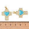 Rack Plating Brass Micro Pave Cubic Zirconia Pendants KK-P268-17C-G-3