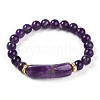 Natural Amethyst Beads Stretch Bracelets BJEW-T022-04G-2