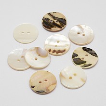 2-Hole Flat Round Shell Buttons SHEL-P012-24