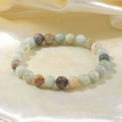 Natural Amazonite Bead Stretch Bracelets BJEW-K212-B-007-1