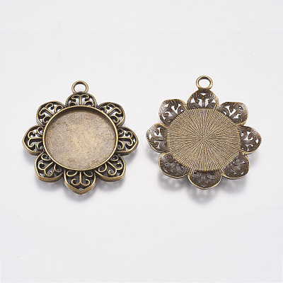 Tibetan Style Pendant Cabochon Settings LS-TIBE-A21387-AB-FF-1