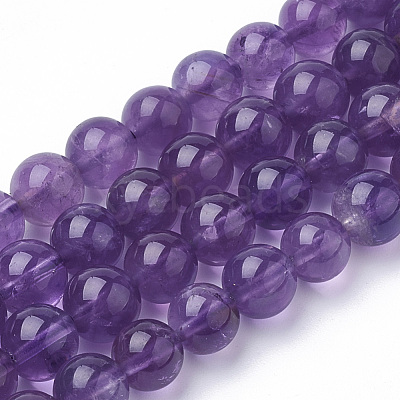 Natural Amethyst Beads Strands X-G-Q961-17-6mm-1