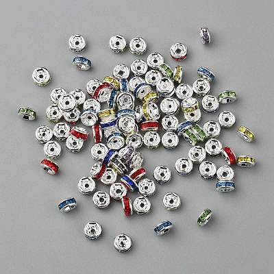 Brass Grade A Rhinestone Spacer Beads RSB034NF-1