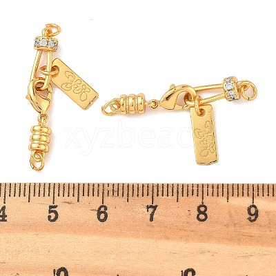 Brass Micro Pave Clear Cubic Zirconia Ends with Chain KK-K364-49G-1
