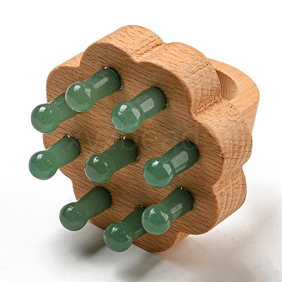 Natural Green Aventurine Scalp Massager AJEW-G058-02D-1