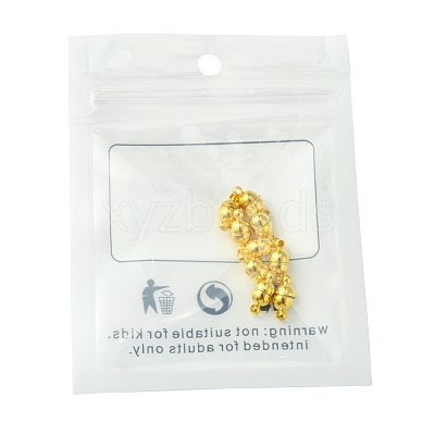 10Pcs Round Brass Magnetic Clasps with Loops KK-FS0001-34G-1
