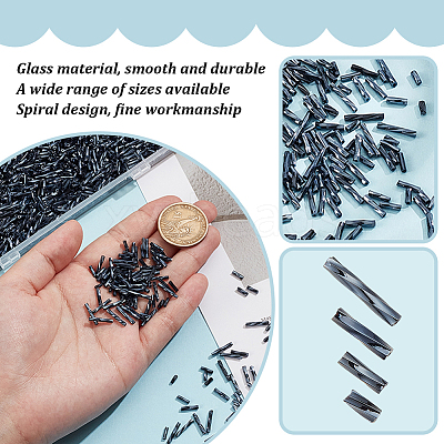 2000Pcs 4 Styles Glass Twisted Bugle Beads SEED-GO0001-09A-1