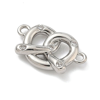 Brass Micro Pave Cubic Zirconia Heart Biscuit Connector Charms KK-G548-06P-01-1