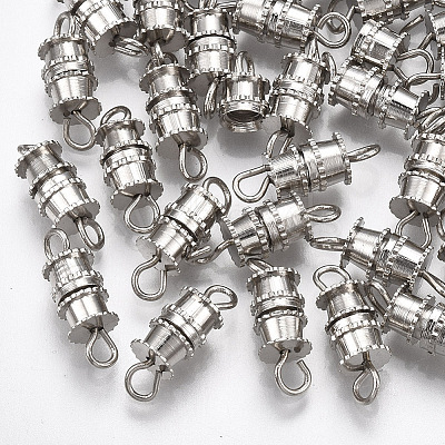 Brass Screw Clasps with Rings KK-T007-28P-NF-1