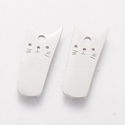 Non-Tarnish 201 Stainless Steel Kitten Pendants STAS-Q201-T412-1