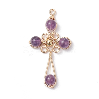 4Pcs 4 Styles Natural Amethyst & Carnelian(Dyed & Heated) & Green Aventurine & Tiger Eye Pendants PALLOY-TA00326-1