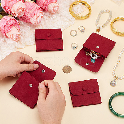 Microfiber Jewelry Flap Pouches ABAG-WH0032-121C-1