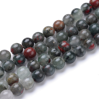 Natural African Bloodstone Beads Strands X-G-R345-8mm-50-1