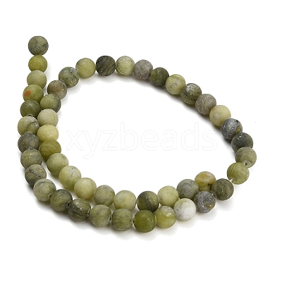 Frosted Natural Chinese Jade Southern Jade Beads Strands G-M248-8mm-06-1