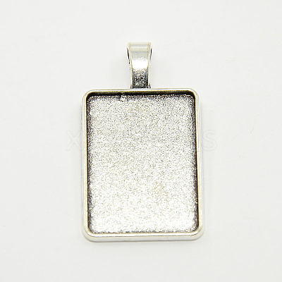 Tibetan Style Alloy Rectangle Pendant Cabochon Settings X-TIBEP-M021-A-05AS-RS-1