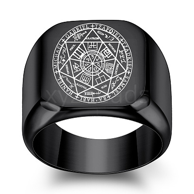 The Seven-Pointed Star Pattern 304 Stainless Steel Finger Rings FS-WGB7142-12-1