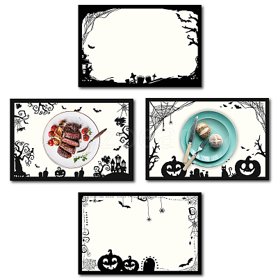 Rectangle with Halloween Themed Pattern Cotton Linen Cloth Table Mat AJEW-WH0196-008-1