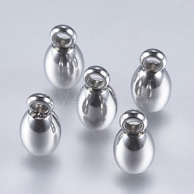 Tarnish Resistant 201 Stainless Steel Cord Ends STAS-F145-02P-8x4mm-1