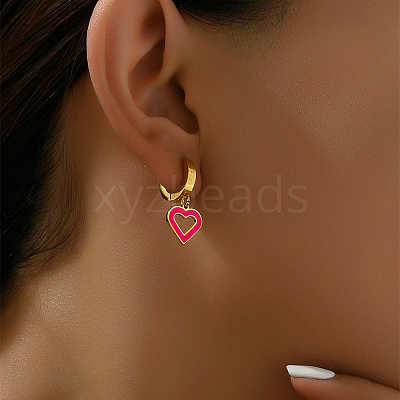 201 Stainless Steel Minimalist Heart-shaped Earrings for Women Vacation Date Casual Gift WC5302-1
