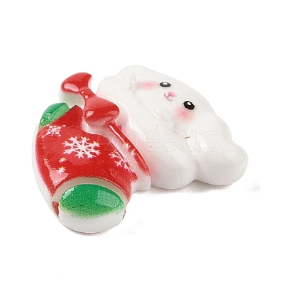 Christmas Rabbit Theme Opaque Resin Decoden Cabochons RESI-S397-01F-1