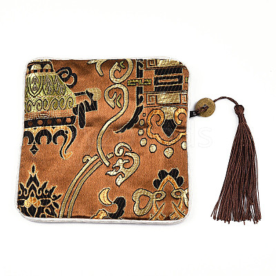 Chinese Brocade Tassel Zipper Jewelry Bag Gift Pouch ABAG-F005-09-1