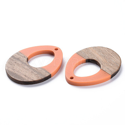 Opaque Resin & Walnut Wood Pendants RESI-T035-37E-1