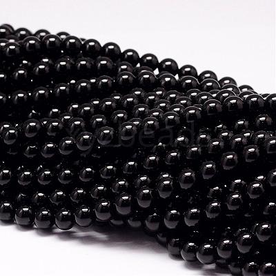 Natural Black Tourmaline Beads Strands G-P132-16-8mm-1