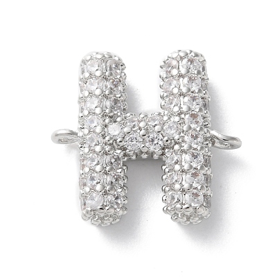 Brass Micro Pave Cubic Zirconia Letter Links KK-I717-04H-P-1