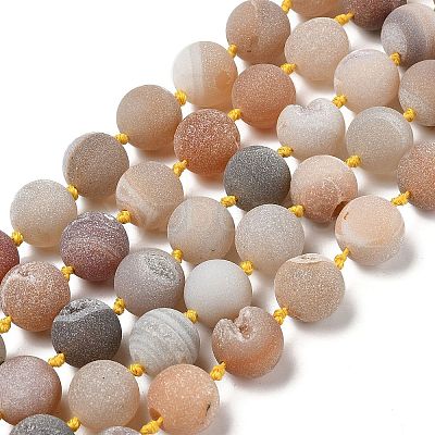 Natural Geode/Druzy Agate Beads Strands G-A248-A05-01-1
