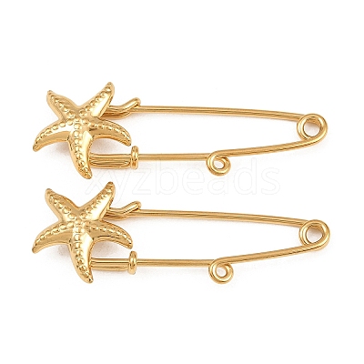 Starfish 304 Stainless Steel Safety Pins Brooch Findings SA-CBA098D-16I-G01-1