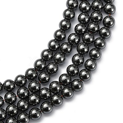 Non-Magnetic Synthetic Hematite Beads Strands G-H1624-8mm-2-1