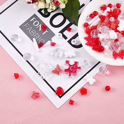 150 Pieces Random Rose Acrylic Beads Bear Pastel Spacer Beads Butterfly Loose Beads for Jewelry Keychain Phone Lanyard Making JX543H-1