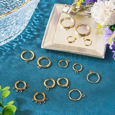 14Pcs 7 Styles 201/316 Stainless Steel Huggie Hoop Earring Findings STAS-TA0005-50-1