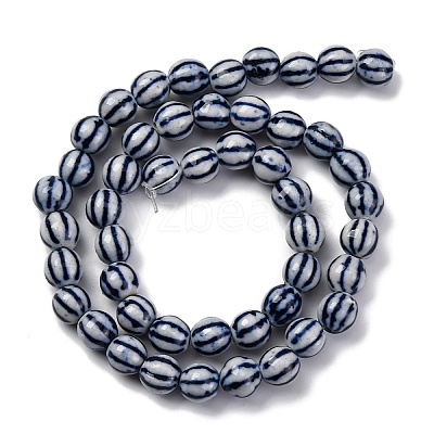Handmade Blue and White Porcelain Beads Strands PORC-I027-02D-1