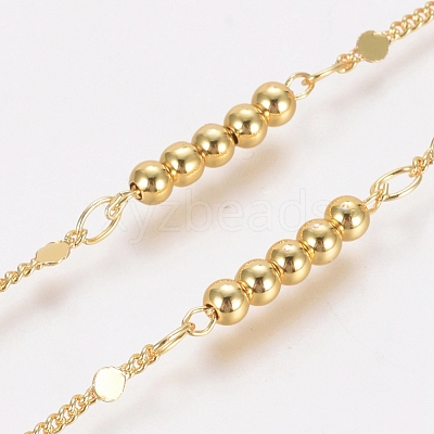 Brass Handmade Beaded Chains CHC-G006-07G-1