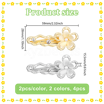 4Pcs 2 Colors Alloy Alligator Hair Clips OHAR-HY0001-06A-1