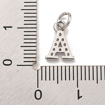 Initial Letter Brass with Cubic Zirconia Charms KK-Q814-26A-P-1