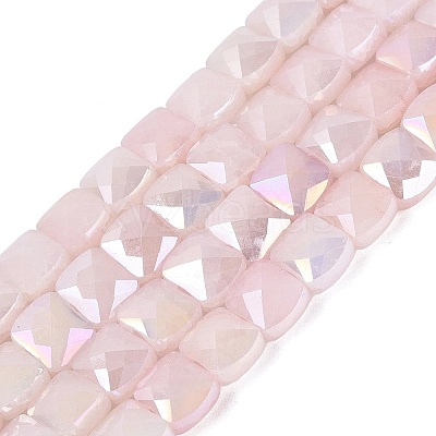 Electroplate Crackle Imitation Jade Glass Beads Strands EGLA-Q135-02A-A01-1