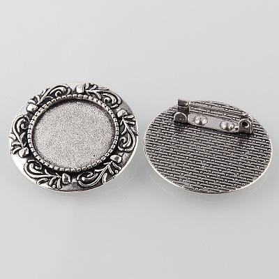 Vintage Alloy Brooch Cabochon Bezel Settings PALLOY-O038-32AS-1