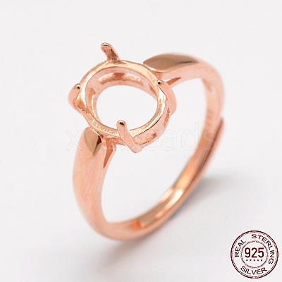 Adjustable 925 Sterling Silver Solitaire Ring Settings STER-P033-17RG-1