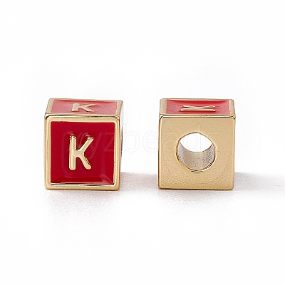 Rack Plating Brass Enamel Beads KK-B060-04G-03K-1