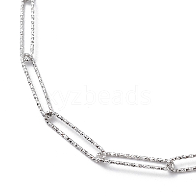 Non-Tarnish 304 Stainless Steel Paperclip Chain Necklace for Men Women STAS-B039-01P-1