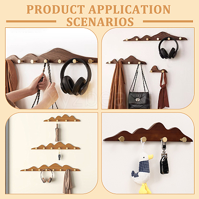 Wood Wall Clothes Hook Rack AJEW-WH0077-167-1